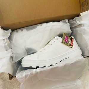Dolls Kill | Skechers White Roadies 90’s Baby Sneakers